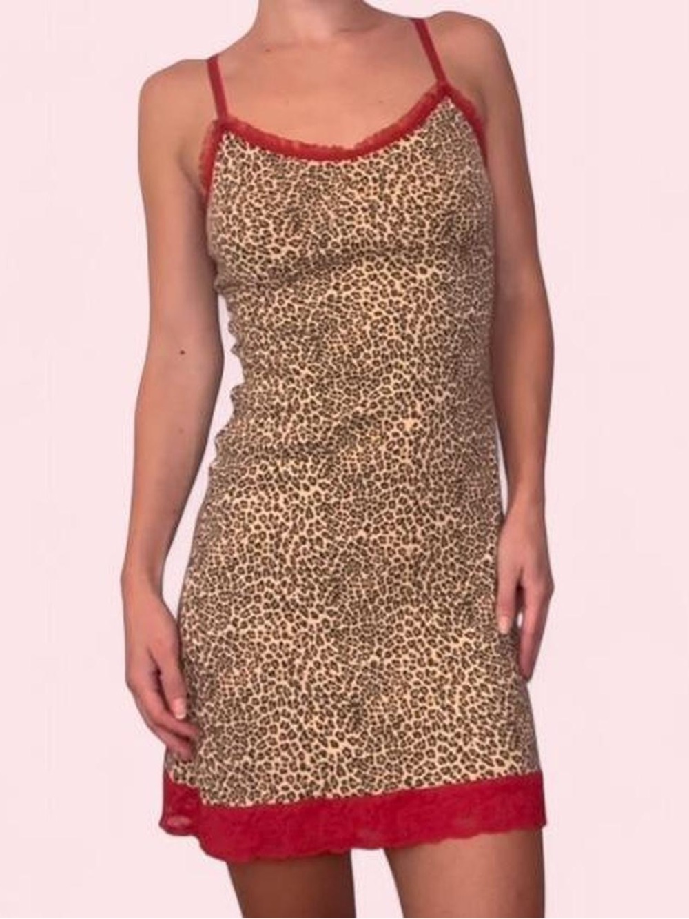 Vintage Y2K leopard print mini slip dress